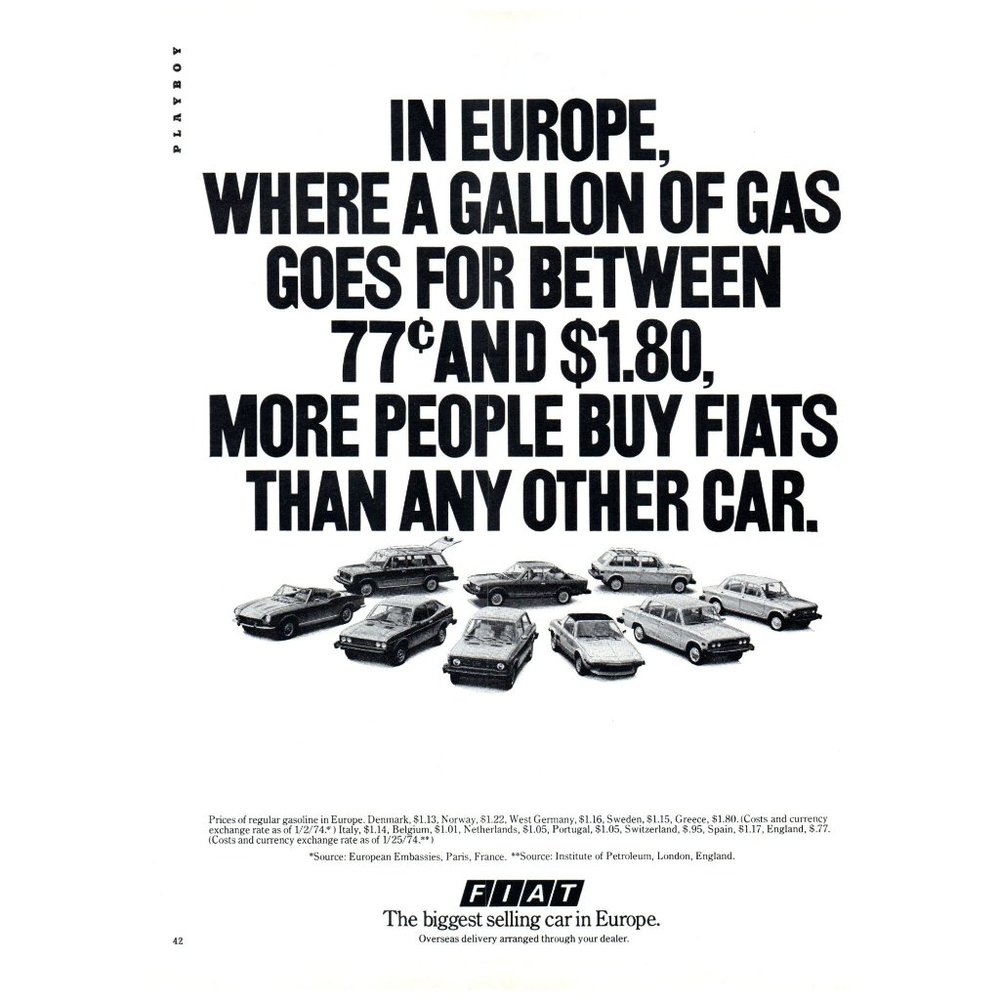 1974 Fiat Biggest Selling Car In Europe Vintage Print Ad Poster Print Wall Decor